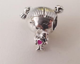 silver girl with pigtails charm pandora