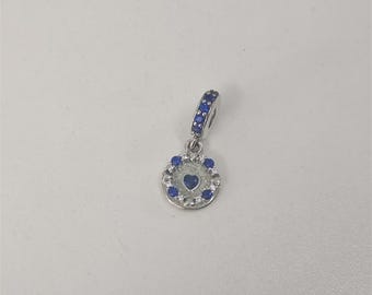 Pandora Blue Sparkling Hearts Dangle Charm