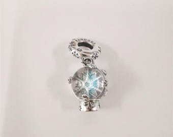 PANDORA 925 Snowflake Snow Globe Dangle Charm