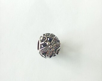 Pandora Charm Bead Dragonfly Meadow Clear CZ S925 ALE