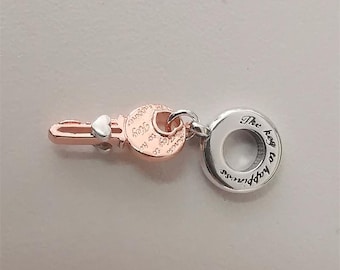 ale s925 pandora Tweekleurige sleutel en hanger met schuifhart