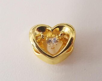 ale s925 pandora gold stralend hart en zwevende stenen bedel
