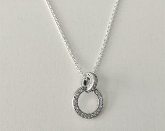 PANDORA Schmuck Silber-Halskette für Damen Doppelkreis