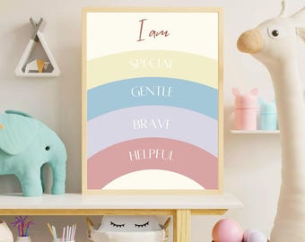 Rainbow Affirmations Print, Nursery Wall Art (Digital Download)