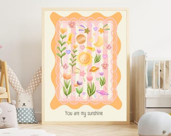 Sunshine Nursery Art Print: Flower and Sun Decor (Digital Download)