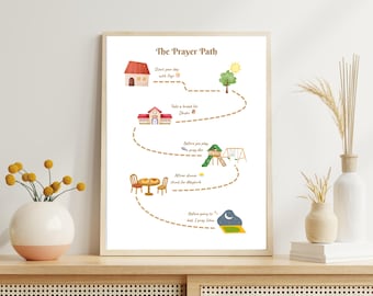 The Prayer Path | Islamic Kids Wall Art | Muslim Daily Salah Chart | Islamic Printable for Children