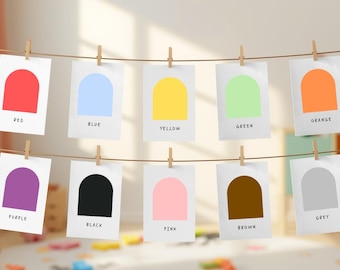 Watercolor Montessori Color Flashcards: Educational Printable Cards (Digital Download)