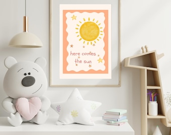 Here Comes The Sun Print: Nursery Decor, Girly Wall Art (Digital Download)