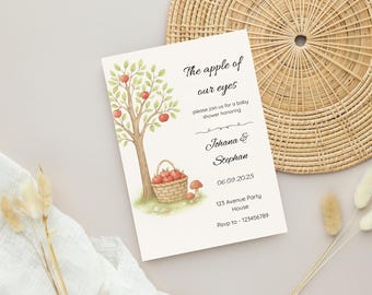 Apple of My Eye Baby Shower Invitation: Autumn Harvest Theme (Digital Template)