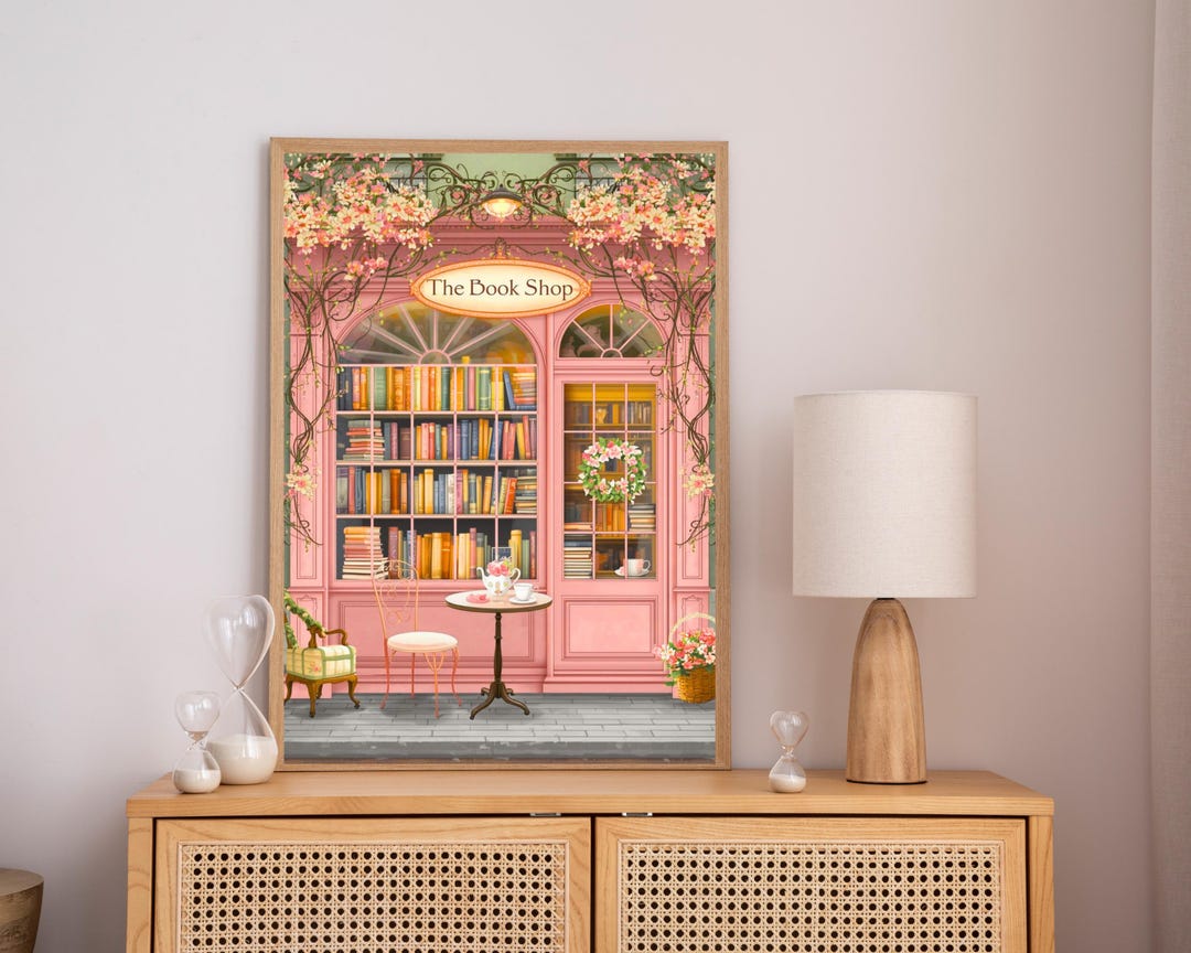 Cozy Bookshop Wall Art: Floral & Pastel Book Lover Print (digital ...