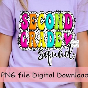 Second grade PNG, shirt design for DTF or screen print, Dalmatian dots first day of school, 2nd grade png file, hello Second grade, retro