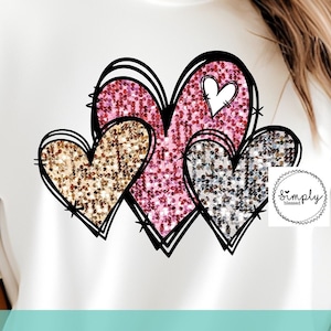Valentijnskaarten png, glitter pailletten harten png, valentijnsharten downloaden, liefde png, faux paillettenharten, valentijnsshirtontwerp, sublimatie