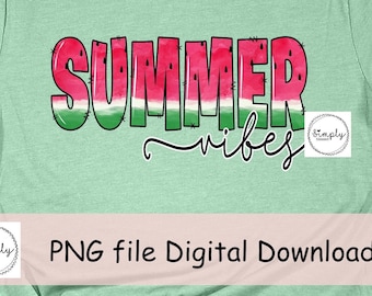 Summer Vibes Watermelon PNG: Trendy Shirt Design (Digital Download)