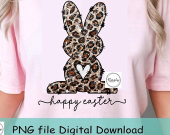 Leopard Glitter Easter Bunny PNG: Leopard Rabbit Shirt Design for DTF (Digital Download)