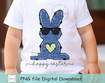 Easter png, Easter boy bunny png, Happy Easter sublimation design, Denim blue boy rabbit digital file, Baby boy Easter clipart download