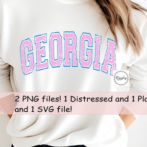 Georgia Varsity SVG PNG, Georgia shirt design download, Distressed Pink Georgia png, Trendy DTF, Screen Print, Georgia Best Seller