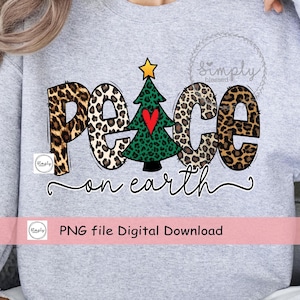PNG di Natale, disegno di sublimazione di Natale, Pace sulla Terra PNG, leopardo di Natale, download del disegno di sublimazione, leopardo di Natale png