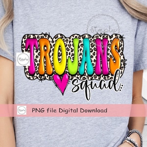 Trojans png, School Spirit Design PNG, School Mascot, Leopard Trojans digital download, sublimation or DTF shirt design, Popular Trendy