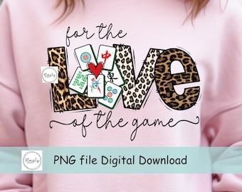 Mahjong png, Love Mahjong Shirt Design für Sublimation oder DTF, Für die Liebe zum Spiel Mahjong png, Leopard Mahjong png, Digitaler Download