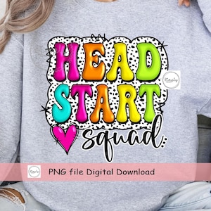 Head Start PNG, shirt design for DTF or screen print, Dalmatian dots, first day of school, Retro Head Start Squad png, hello Head Start