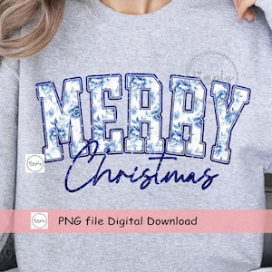 Grand Millennial Coquette Christmas png, Blue Toile Merry Christmas-ontwerp, chinoiserie-stijl png, trendy DTF-glitter png, preppy kerstshirt