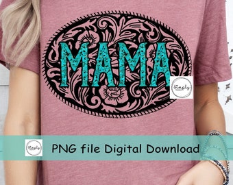 Western PNG, Western Mama shirt design, Concho Turquoise png, Cowgirl Rodeo Western sublimatie of DTF, Ranch Design, Trendy Country png