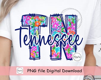 Tennessee shirt design PNG, Spring Summer Floral Tennessee Png, Trendy Tennessee Coquette, Preppy State DTF sublimation, TN State Popular