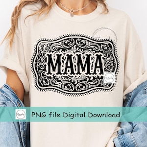 PNG occidental, diseño de camiseta Western Mama, Png de Buckle Mama, Sublimación o DTF de vaquera rodeo occidental, Diseño de rancho, Png campestre de moda