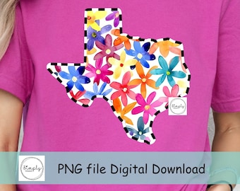 Texas png, download del design della camicia Texas Floral Spring, Texas DTF png, Trendy Texas Png, file digitale dei fiori dell'acquerello del Texas, png popolare