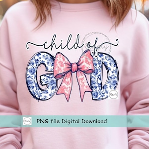 Kind Gottes Png, christliches Hemddesign, Jesus Kokettenbogen, Bibel-Vers PNG, modische Ostersublimation DTF, beliebtes blaues Toile, Liebe Gott