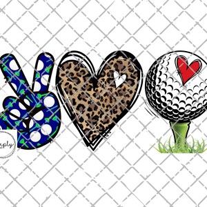 Golf png, Peace Love Golf sublimazione download digitale, Per amore del gioco Golf png, leopardo Golf png, design sublimazione