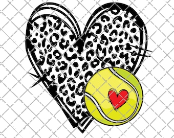 Tennis png, Love tennis sublimation Digital Download, Leopard heart tennis png, leopard tennis png file, sublimation design
