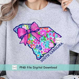 South Carolina Coquette Bow PNG, Spring Summer Floral South Carolina shirt design, Trendy South Carolina Bow, Preppy State DTF, Popular