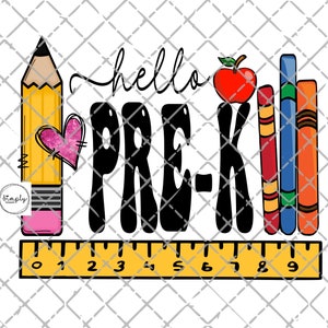 Back to school, Pre-K PNG file for sublimation, first day of school, Pre-K printable, hello Pre-K, boho retro, clipart, Pre-K shirt design