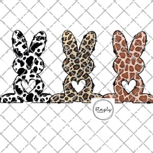 Easter png, Leopard Easter bunny png, Three bunnies sublimation design, Leopard animal print, three rabbits digital file, cowhide print