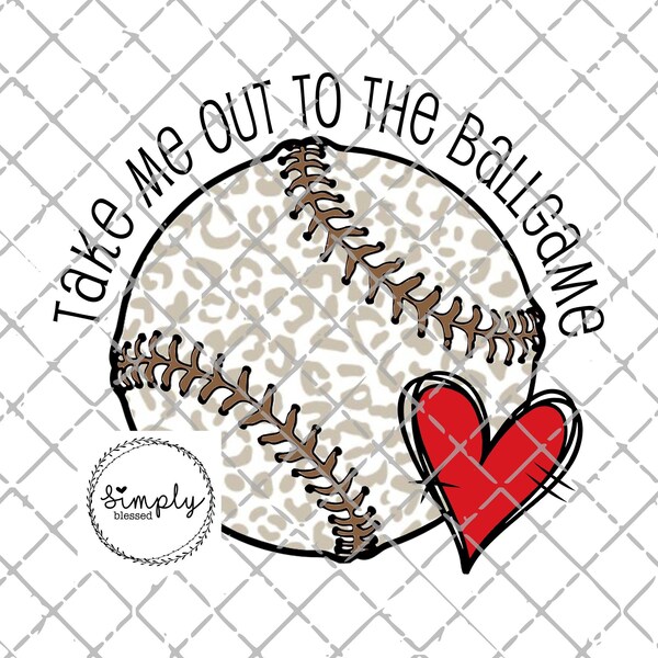 Baseball png, Take me out to the ballgame png, Baseball Boho sublimation Digital Download, leopard Baseball png, sublimation design Red