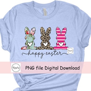 Easter png, Leopard Easter bunny png, Three bunnies sublimation design, Leopard floral stripe, three rabbits digital file, Bunny Trio