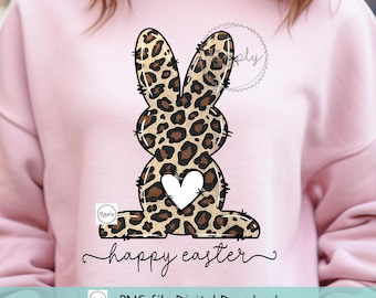 Easter png, Leopard Easter bunny png, Happy Easter sublimation design, Leopard print rabbit digital file, Easter clipart, Easter rabbit png