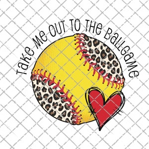 Softball png, Take me out to the ballgame png, Softball sublimation Digital Download, leopard Softball png, sublimation design