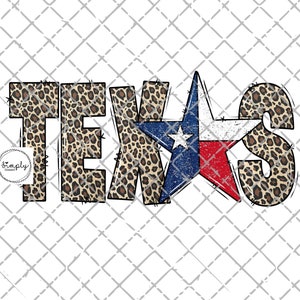 Texas png - sublimatie ontwerp download - Leopard Texas downloadbestand - Texas Leopard Star digitale clipart - Texas vlag png