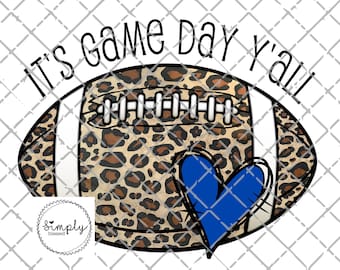 Football png, Game Day football png, Football sublimation Digital Download, leopard Football png, sublimation design, Blue Game Day png