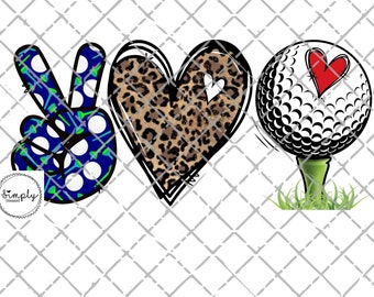 Golf png, Peace Love Golf sublimation Digital Download, For the love of the game Golf png, leopard Golf png, sublimation design