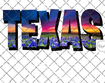 Texas png, Texas sublimation design download, Texas sunset bluebonnets png, Texas clip art, Texas State sublimation, Texas digital file