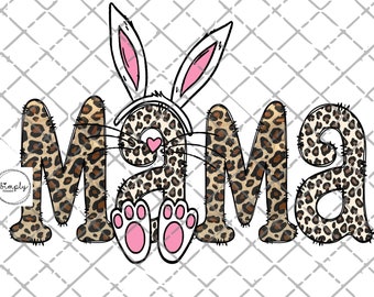 Leopard Easter Mama Bunny PNG: Rabbit Shirt Design for DTF or Sublimation (Digital Download)