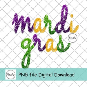 Mardi Gras faux tinsel PNG, Mardi Gras png, Tinsel Glitter Mardi Gras shirt design download, Trendy Tinsel Mardi Gras, Happy Mardi Gras