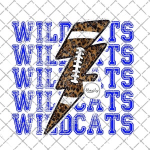Wildcats png, School Spirit Design PNG, School Mascot, Leopard Lightning bolt Football digital download, sublimation designs, Football png
