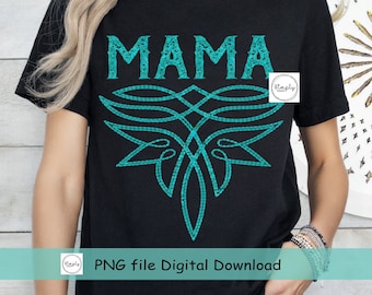 Western Boot stitch Stitching Png, Western Mama, Turquoise Cowgirl Rodeo Western shirt ontwerp, Trendy rustiek ontwerp, Country png