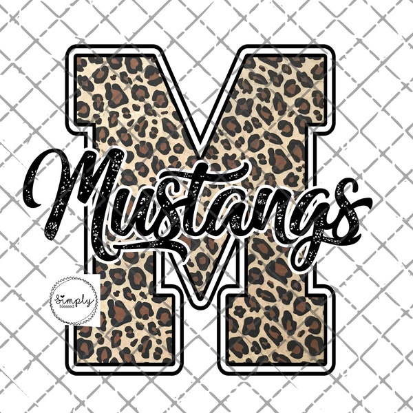 Mustangs png, School Spirit Design PNG, School Mascot, Leopard Mascot digital download, sublimation design download, Mustangs shirt design