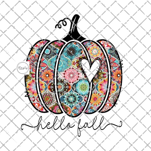 Pumpkin png, Hello Fall pumpkin boho sublimation design download, fall png, Love Fall PNG, Pumpkin png, Fall sublimate design, Fall shirt