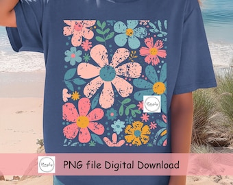 Retro Floral png, Boho Summer shirt design PNG, Summer Flowers png, Spring png, Flower shirt design, Trendy Spring Summer PNG, Groovy png